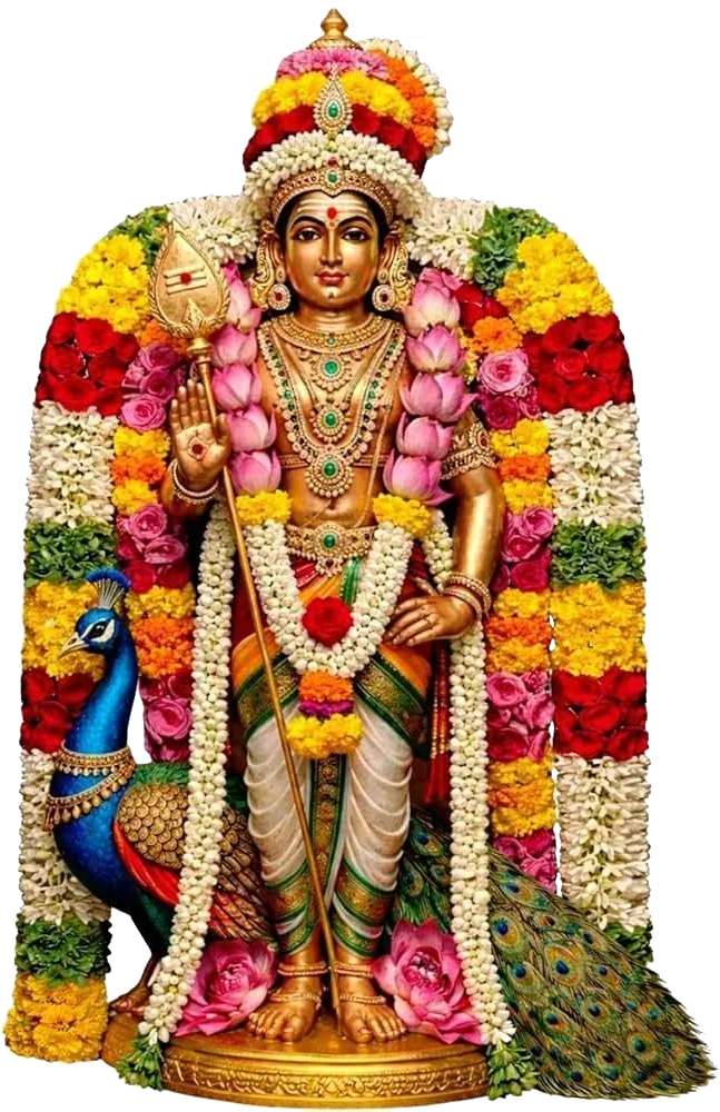 மலர் அலங்காரத்தில் அருள்பாலிக்கும் முருகன்